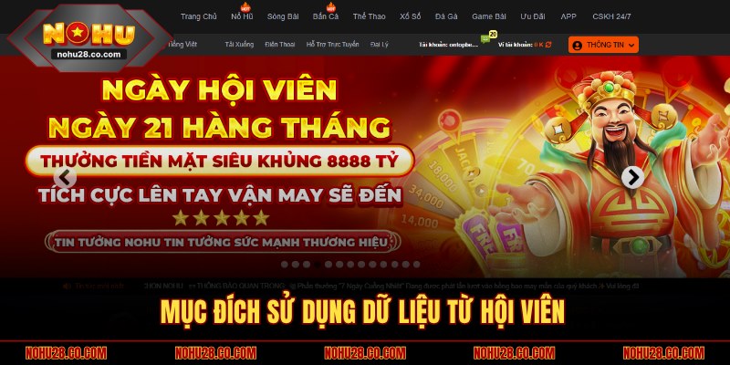 Quyền Riêng Tư NOHU28 2 Mục đích sử dụng dữ liệu từ hội viên theo quyền riêng tư NOHU28